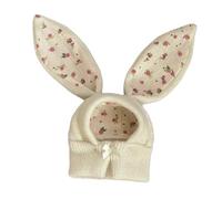 perfk Pet Warm Hat,Snood Ear Wrap for Pets,Bunny Costume,Small Knit Hat,Warm Neck Cover,Cute Cat Costume Pet Headwear for Dog Cat, L