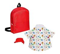 perfk Porch Goose Costume Set,Printed Dress Hat Backpack,for Cement Geese,Back to School Goose Outfit Outdoor Decor for Outdoor