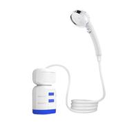perfk Portable Camping Shower, Electric, Powerful, Water Pump, Rechargeable Outdoor Camping Shower Pump for Bathing, Plant Watering, Blue and White