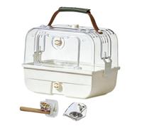 perfk Portable Ventilated Bird Transport Cage with Carrying Handle, Ideal for Conures And Finches. Suitable for A, White Set