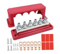 perfk Power Distribution Block Busbar Terminal Block 12-48V with 6 Studs Car, red