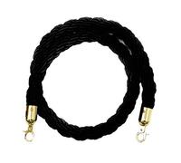 perfk Queue Rope Barrier Twisted Rope Crowd Control with Ends 1.5m/2m/3m - as described, 2m Black