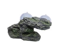 perfk Rock Tortoise Floating Dock Resting Basking Terrace Reptiles Dock Resting Terrace Stone Resin Step Turtle Tank, Green