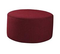 perfk Round Pouffe Cover Footstool Storage Covers Stool Pouf Stretch Covers, Machine Washable (Large, 58-65cm), Wine Red