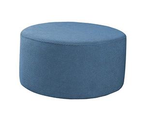 perfk Round Pouffe Cover Footstool Storage Covers Stool Pouf Stretch Covers, Machine Washable (Large, 58-65cm), Blue