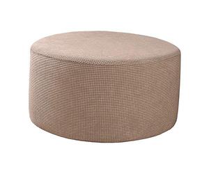 perfk Round Pouffe Cover Footstool Storage Covers Stool Pouf Stretch Covers, Machine Washable (Large, 58-65cm), Kahki