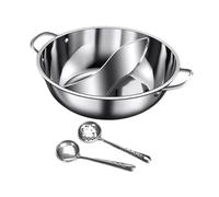 perfk Shabu Shabu Hot Pot Two Flavor Soup Pot Cookware Practical Stainless Steel Chinese Double Sided Pot Set for Home Restaurant, 36cm