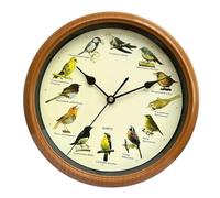 perfk Singing Bird Wall Clock Decorative Clock with 12 native songbirds & 12 Bird Images 10 inch, Ornaments Quiet Creative Wall Hanging Clock Decor for Bedroom, Living Room