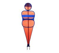 perfk Soccer Training Mannequin Target Figure Obstacle With Flexible Response And Upright Reset Ground Stakes Iron Piping And Mesh Skin suitable for passing lanes practice on turf, Orange