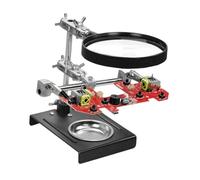 perfk Soldering Station Third Hand Professional Solder Holder with Magnifying Glass for Small Projects Inspection Hobby