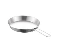 perfk Stainless Steel Camping Fry Pan Non Stick Skillet Folding Handle Reusable Multipurpose Cookware Outdoor Cooking Griddle, 12cm