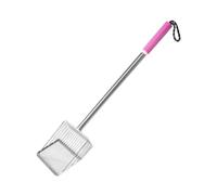 perfk Stainless Steel Kitten Sand Scoop Litter Scooper with Long Handle Cat Litter Sifter for, Pink