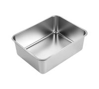 perfk Stainless Steel Litter Box, Litter Tray, Portable Cat Cleaning Basin, Easy Clean High Rim Sand, S