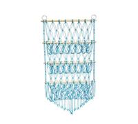 perfk Stuffed Animal Storage Hammock Hand-Woven Hanging Organiser Space-Saving 3-Layer Children Toys Rack for Bedroom Play Room, Blue