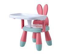 perfk Toddler Dining Chair with Adjustable Tray and Removable Seat Cushion, Pink