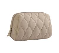 perfk Travel Toiletry Wash Bag Cosmetic Pouch Quilted Makeup Bag Makeup Cosmetic Organizer for Cable Cord Phone, Camel