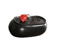 perfk USB Ceramic Desktop Fountain Ornament Versatile Feeding Utensil for Office Patio Small Fish Tank 21x12x11.5cm