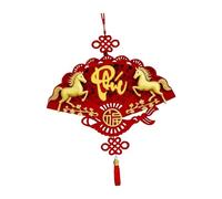 perfk Vietnamese New Year Decoration with Blessed Words Reusable Horse Pattern Wall Hanging Ornament for Entrance Living Room Porch, Style A