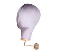 perfk Wall Mounted Female Velvet Mannequin Head Hat Cap Stand Multipurpose Height 28cm for Jewelry Lightweight Easily Install, Grey