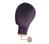 perfk Wall Mounted Female Velvet Mannequin Head Hat Cap Stand Multipurpose Height 28cm for Jewelry Lightweight Easily Install, Black