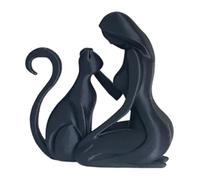 perfk Women and Cat Figurine Women Cat Statue Birthday Remember Friendship between Pet and People Desktop Figure Bookcase Shop, Black