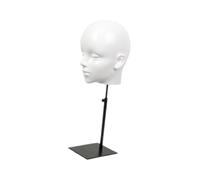 perfk Women Manikin Head Hat Display Holder Height Adjustable Modern Portable Fashion Caps Storage Rack with Base for Shopping Mall, Bright White