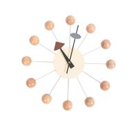 perfk Wooden Balls Wall Clock, Decorative Wall Clock, Silent Non Ticking, Minimalist Hanging Clock for Home Bedroom Kitchen Wall Decoration, Wood Color Ball