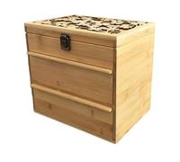 perfk Wooden Essential Oil Box Essential Oil Organizer Display Metal Clasp Holder Drawer for Vanity Desk Bathroom Travel Bedroom