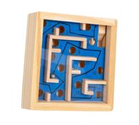 perfk Wooden Labyrinth Board Game Rolling Ball Maze Preschool Educational Balance Educational Toy for Teens Kids Birthday Gift, Blue