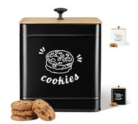 PERFNIQUE 3.5L Cookie Jar with Lid Airtight, Cookie Tin with Bamboo Lid, Cute Cookie Jars for Kitchen Counter Decorative, Food Storage Container for Candy, Cookies, Dessert, Farmhouse Home Decor