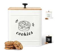 PERFNIQUE 3.5L Cookie Jar with Lid Airtight, Cookie Tin with Bamboo Lid, Cute Cookie Jars for Kitchen Counter Decorative, Food Storage Container for Candy, Cookies, Dessert, Farmhouse Home Decor