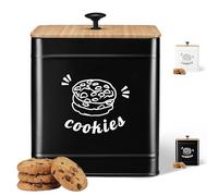 PERFNIQUE 3.5L Cookie Jar with Lid Airtight, Cookie Tin with Bamboo Lid, Cute Cookie Jars for Kitchen Counter Decorative, Food Storage Container for Candy, Cookies, Dessert, Farmhouse Home Decor
