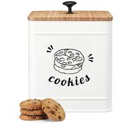 PERFNIQUE 3.5L Cookie Jar with Lid Airtight, Cookie Tin with Bamboo Lid, Cute Cookie Jars for Kitchen Counter Decorative, Food Storage Container for Candy, Cookies, Dessert, Farmhouse Home Decor