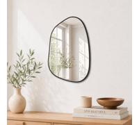 PERFNIQUE Asymmetrical Irregular Wall Mirror, 40 x 30 cm Black Mirrors for Bathroom Bedroom Living Room Entryway, Small Mirror, Decorative Modern Wall Decor