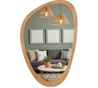 PERFNIQUE Asymmetrical Mirror, Irregular Wall Mirror, 76 x 48 cm Tempered Glass Wood Framed Mirrors for Bedroom Living Room Entryway, Decorative Mirror for Mid Century Modern Decor
