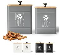 PERFNIQUE Dog Treat Container, Dog Treat Jar Set of 2 with Airtight Lid, Dog Cookie Jar for kitchen Counter, Pet Treat Container, Dog Treat Canister and Storage, 7.8x6.2 & 7.3x5.5(Grey)