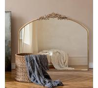 PERFNIQUE Gold Vintage Mirror, 91 x 76 cm Arched Antique Baroque Mirror for Wall, Brass Traditional Ornate Wall Decor for Bathroom Living Room Fireplace Entryway Hallway (91 x 76 cm)