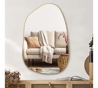 PERFNIQUE Irregular Asymmetrical Wall Mirror, 101cm x 66cm Modern Gold Mirror, Boho Vintage Wall Decor for Bathroom Bedroom Living Room Entryway Fireplace, Wall Mounted