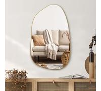 PERFNIQUE Irregular Asymmetrical Wall Mirror, 85cm x 52cm Modern Gold Mirror, Boho Vintage Wall Decor for Bathroom Bedroom Living Room Entryway Fireplace, Wall Mounted (Gold, 85cm x 52cm)