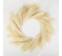Perfnique Pampas Grass Wreath, 27'' Faux Pampas Wreath for Front Door, Artificial Pampas Wreath for All Seasons, Boho Wall Decor, Farmhouse Pampas Grass Garland, DIY Wreath Arrangement (Ivory)