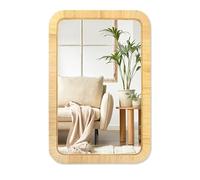 PERFNIQUE Rattan Mirror, 36'' x 24" Rectangle Boho Bathroom Mirror, Decorative Wall Nursery Decor, Rustic Farmhouse Handmade Wicker Mirror for Bathroom Bedroom Entryway Living Room Decor