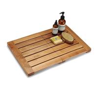 Perfnique Teak Shower Mat, Foldable Wood Bath Mat, Non-Slip Shower Mats for Bathtub, Sturdy Wooden Bath Mat for Spa Home or Outdoor (53x35cm)