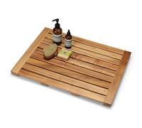 Perfnique Teak Shower Mat, Wood Bath Mat, Non-Slip Shower Mats for Bathroom&Bathtub, Sturdy Wooden Bath Mat for Spa Home or Outdoor (61x45 cm)