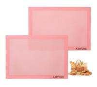 Perforated Baking Mats, 2 PCS Pink Eclair Silicone Mat for Half Sheet, Non-Stick Reusable Oven Liners for Making Bread/Pizza/Pastry/Cookie 11 5/8" x 16 1/2", Sakura Pink