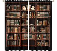 Perforated Curtains, 3D Printing Bookshelf Blackout Insulation Curtains 280X250 Cm (W + H) Pencil Pleat Curtains For Living Room Bedroom Children'S Room Window Decoration - 2 Panels-696591561