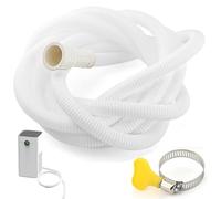 Perforated Drainage Pipe and Drain Down Hose, 5 Metre Flexible Drain Pipe with Cuttable Rubber Adapter, Heavy Duty Drain Hose Pipe for Garden and Home Use, Plastic Tube and Clamp Included