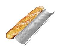 Perforated Non-Stick Baguette Baking Pan | Multi-slot perforated tray, works for oven and toaster french bread making(2 Slots siver)