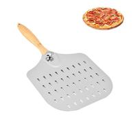 Perforated Pizza Peel 12 inch Aluminum Metal Pizza Paddle Pizza Spatula,Paddle with Foldable Wood Handle Easy Storage,Oven Accessories for Baking Pizzas and Artisan Breads