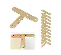 Perforated Plate Flat Connector Bracket Metal Connector Wood Connector - Pack of 10 T-shaped Flat Corner Brackets Round Edge Metal Angle Connector Furniture Corner Brace Angle Brackets for Cabinet