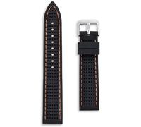 Perforated Silicone Divers Watch Strap | Premium Black Replacement Dive Band | 20 mm Orange Stitch | Tropical Rubber Racing Sports | Spring Bars and Tool Included (Orange Stitching, 20mm)